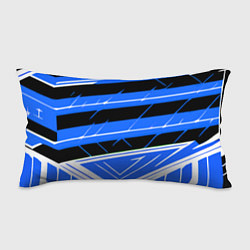 Подушка-антистресс Чёрно-белые полосы на синем фоне, цвет: 3D-принт