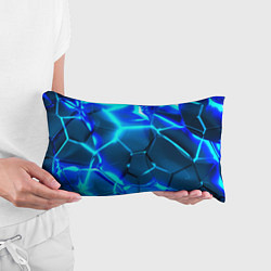 Подушка-антистресс Неоновые холодные голубые плиты в разломе, цвет: 3D-принт — фото 2