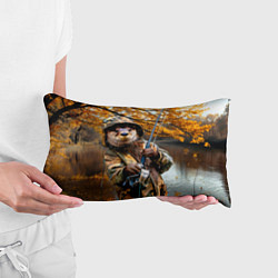 Подушка-антистресс Выдра на осенней рыбалке, цвет: 3D-принт — фото 2