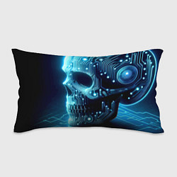Подушка-антистресс Cyber neon skull - ai art с дорожками на плате, цвет: 3D-принт