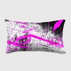 Подушка-антистресс Бело-розовая абстракция на чёрном фоне, цвет: 3D-принт