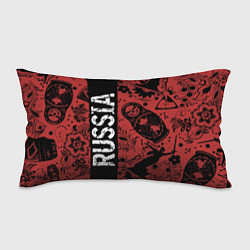 Подушка-антистресс Россия на фоне матрёшек балалайки и славянских узо, цвет: 3D-принт