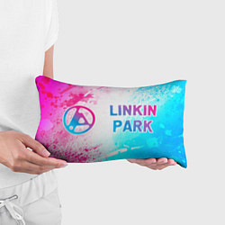 Подушка-антистресс Linkin Park 2024 neon gradient style по-горизонтал, цвет: 3D-принт — фото 2