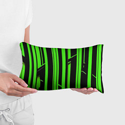 Подушка-антистресс Толстые зелёные полосы на чёрном фоне, цвет: 3D-принт — фото 2