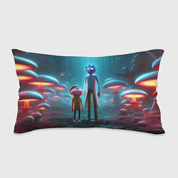 Подушка-антистресс Морти и Рик в сказочном неоновом грибном лесу