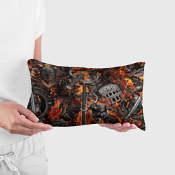 Подушка-антистресс Гладиатор и минотавр на фоне огня мечей и щитов, цвет: 3D-принт — фото 2