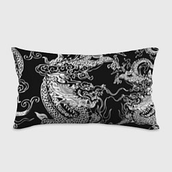 Подушка-антистресс Белый дракон на черном, цвет: 3D-принт