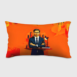 Подушка-антистресс Аналитик на оранжевом, цвет: 3D-принт