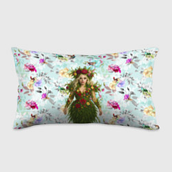 Подушка-антистресс Леди Гага в платье из листьев и цветов, цвет: 3D-принт