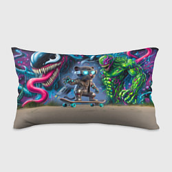 Подушка-антистресс Пантерёнок крутой скейтбордист на фоне граффити, цвет: 3D-принт