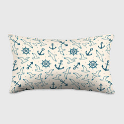 Подушка-антистресс Морской паттерн из штурвалов, чаек и якорей, цвет: 3D-принт