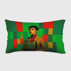 Подушка-антистресс Девушка с радио ретрофутуризм поп-арт 1970-е, цвет: 3D-принт