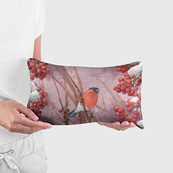 Подушка-антистресс Акварельный снегирь в рябине, цвет: 3D-принт — фото 2