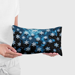 Подушка-антистресс Стилизованный паттерн со снежинками тёмно-синий, цвет: 3D-принт — фото 2