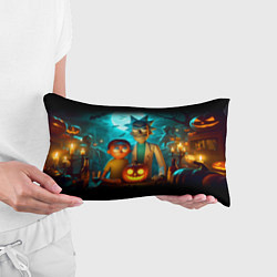 Подушка-антистресс Morty and Rick with pumpkin - neon halloween, цвет: 3D-принт — фото 2