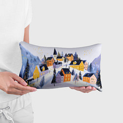 Подушка-антистресс Новогодние домики на горе, цвет: 3D-принт — фото 2