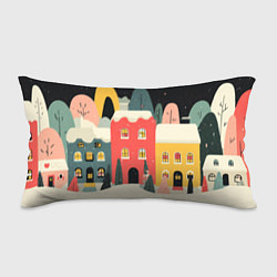 Подушка-антистресс Разноцветные новогодние дома, цвет: 3D-принт