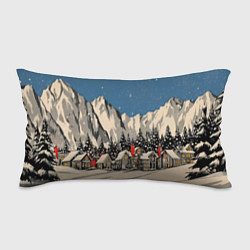 Подушка-антистресс Небольшой новогодний город в горах, цвет: 3D-принт