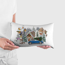 Подушка-антистресс Машина стоит рядом с украшенными домами перед Новы, цвет: 3D-принт — фото 2