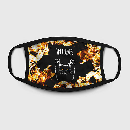 Маска для лица In Flames рок кот и огонь / 3D-принт – фото 2