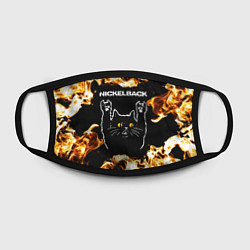 Маска для лица Nickelback рок кот и огонь, цвет: 3D-принт — фото 2