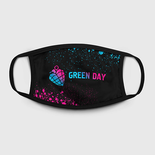 Маска для лица Green Day - neon gradient: надпись и символ / 3D-принт – фото 2