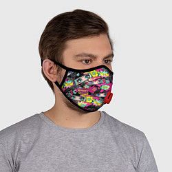 Маска с клапаном Глаза аниме-девушки: cool pattern, цвет: 3D-красный — фото 2