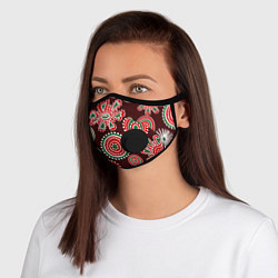 Маска с клапаном Новогодний принт красный, цвет: 3D-черный