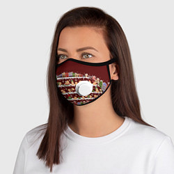 Маска с клапаном Капибара с семьей зимой, цвет: 3D-белый