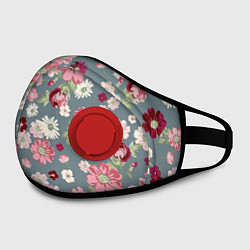 Маска с клапаном Цветочки, цвет: 3D-красный — фото 2