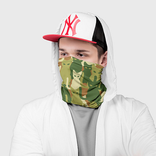 Бандана Камуфляж- зелёные кошки / 3D-принт – фото 2