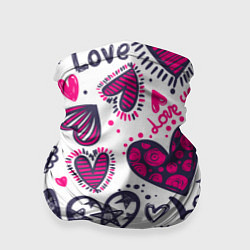 Бандана-труба Love - pink hearts, цвет: 3D-принт