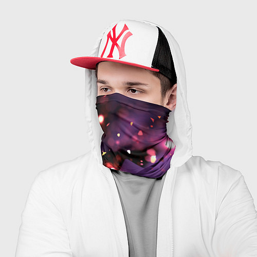 Бандана Фиолетовая абстракция с блестками / 3D-принт – фото 2