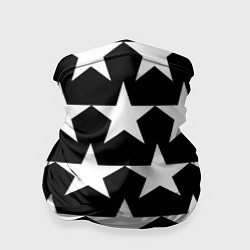 Бандана-труба Белые звёзды на чёрном фоне 2, цвет: 3D-принт