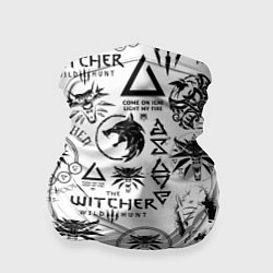 Бандана-труба THE WITCHER LOGOBOMBING ЧЁРНО БЕЛЫЙ ВЕДЬМАК ПАТТЕР, цвет: 3D-принт