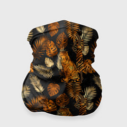Бандана-труба Тигры и листья Тропики, цвет: 3D-принт