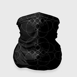 Бандана-труба Цветочный орнамент белый на черном, цвет: 3D-принт