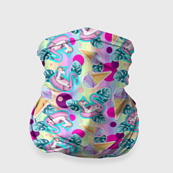Бандана-труба Единороги на радужном фоне с мороженым, цвет: 3D-принт