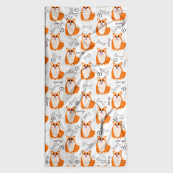 Бандана-труба Улыбающиеся корги с косточками Паттерн на белом фо, цвет: 3D-принт — фото 2