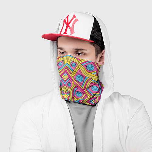 Бандана Разноцветный и яркий узор в дудл стиле / 3D-принт – фото 2