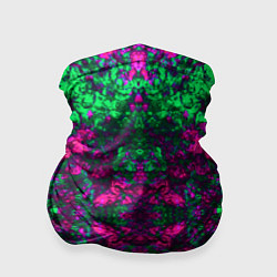 Бандана-труба Абстрактный зелено-малиновый симметричный узор, цвет: 3D-принт