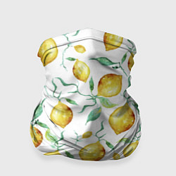 Бандана-труба Лимоны Нарисованные Акварелью, цвет: 3D-принт