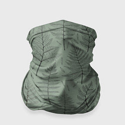 Бандана-труба Листья папоротника на зеленом фоне Минимализм, цвет: 3D-принт