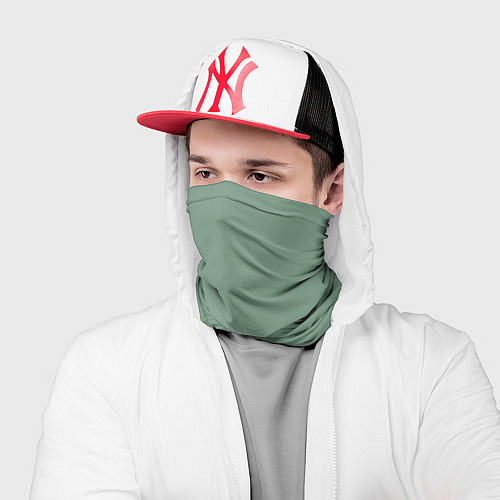 Бандана Абстрактные зеленые линии на фоне цвета хаки / 3D-принт – фото 2