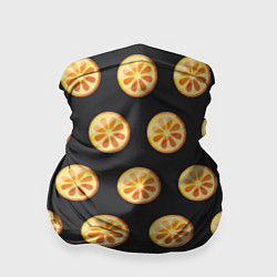 Бандана-труба Апельсин Паттерн - Черная версия, цвет: 3D-принт
