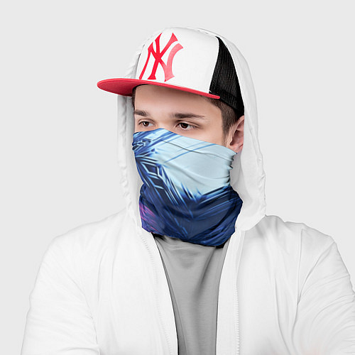 Бандана Абстрактные ледяные кубы - Розовый и синий / 3D-принт – фото 2