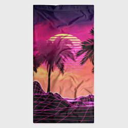 Бандана-труба Пальмы и пляж в розовом закате ретро дизайн, цвет: 3D-принт — фото 2