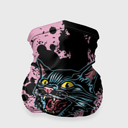 Бандана-труба Чёрный котяра - Чёрные кляксы, цвет: 3D-принт