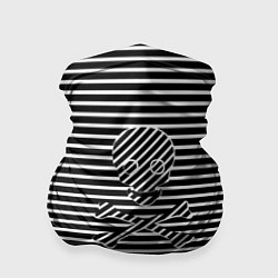 Бандана-труба Полосатый черно-белый фон с черепом, цвет: 3D-принт
