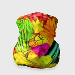 Бандана-труба Плетеная корзина, полная фруктов и овощей, цвет: 3D-принт